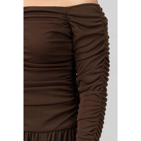 NEW TANYA TAYLOR marla off-shoulder maxi dress - plus in mocha